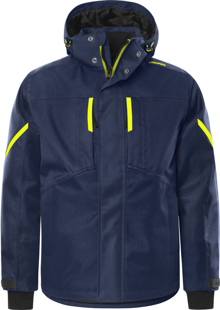 127559 Airtech winterjack 556 marineblauw/hi-vis-geel